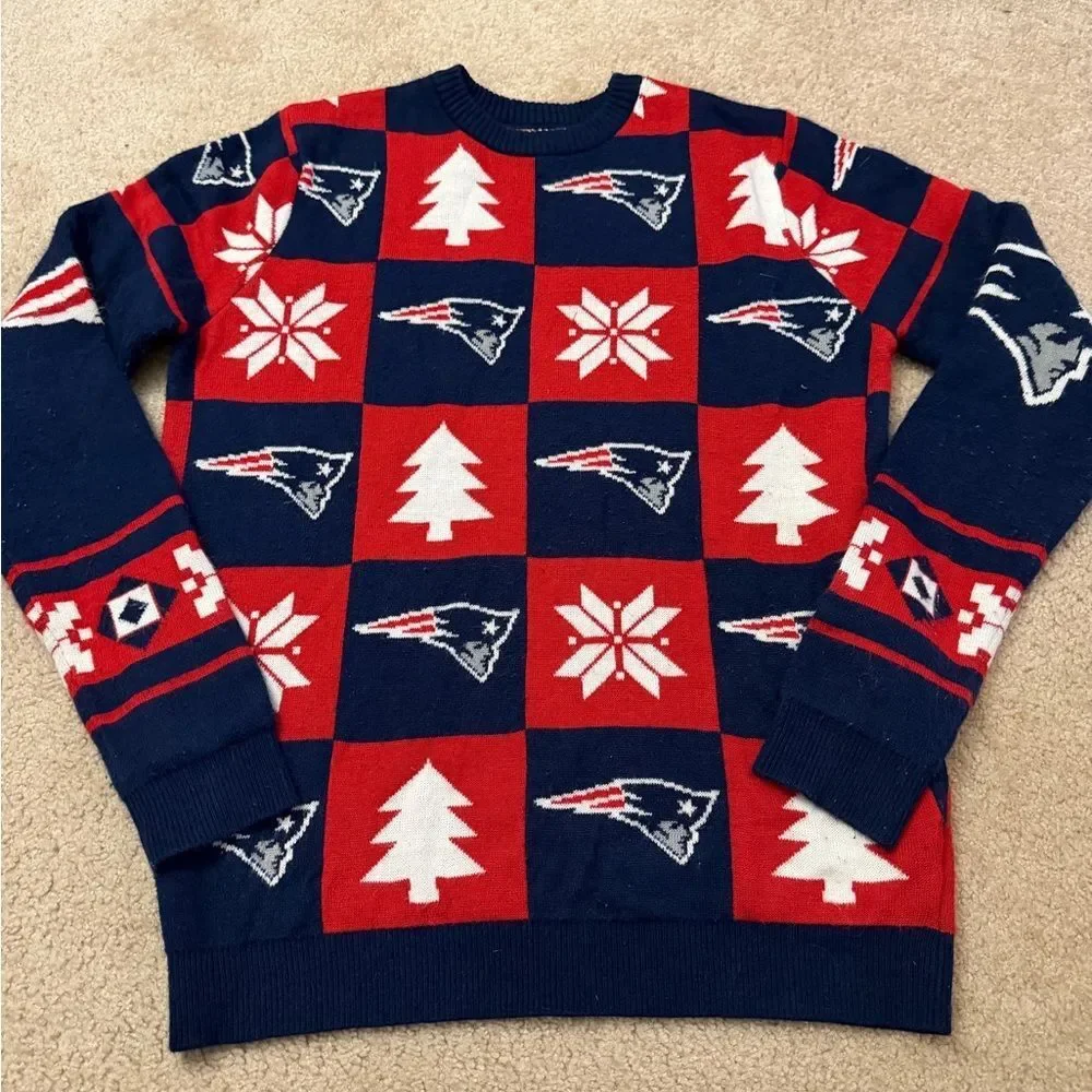 New England Patriots Ugly Christmas Sweater Size Large NFL Team Apparel